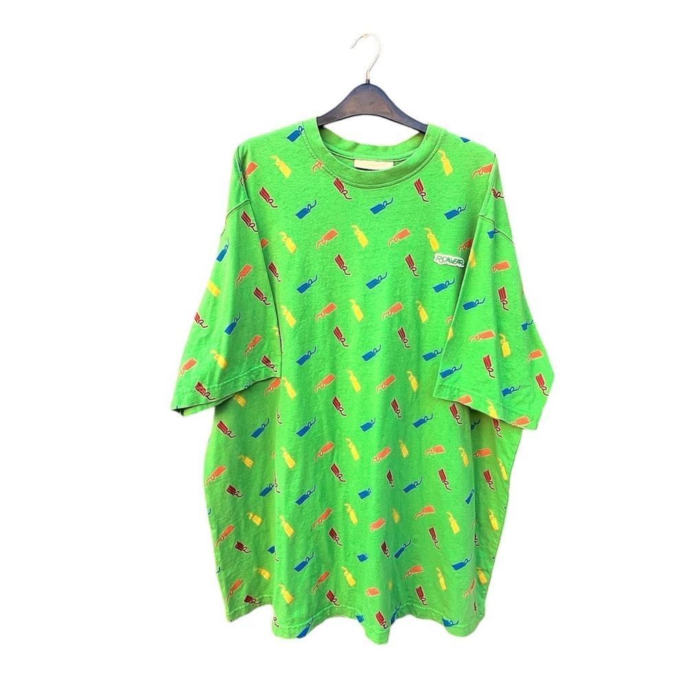 ROCAWEAR Neon Green Y2K Hip Hop Logo Print Mens Oversized T-Shirt Size XXXL 3XL